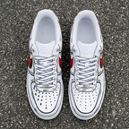 Red Comic Sketch Custom Sneakers – Hand Painted Low Top Streetwear Shoes