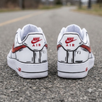 Red Comic Sketch Custom Sneakers – Hand Painted Low Top Streetwear Shoes